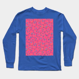 Circles Hot Pink pattern Long Sleeve T-Shirt